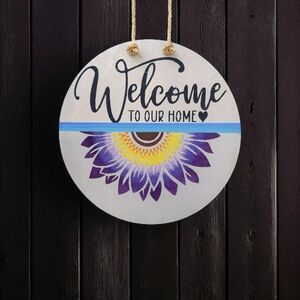 Purple and Yellow Welcome Wall Decor
